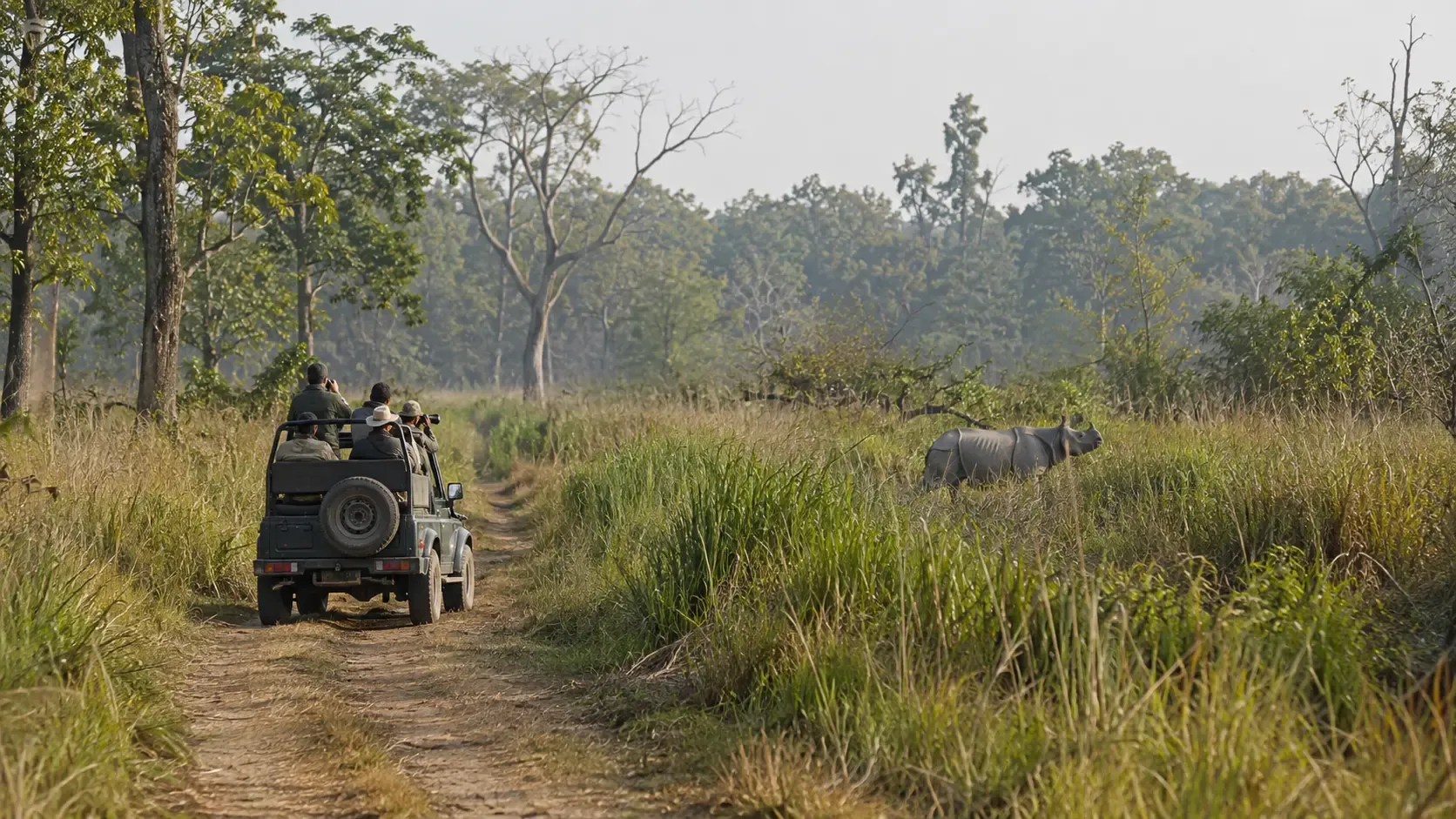 Wildlife and grassland landscape in Nepal's Terai region