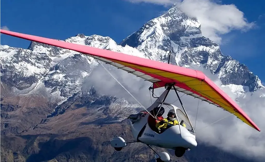 Ultralight flight over Pokhara with Mount Fishtail and Annapurna Himalayas